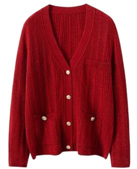 FLXHSA Dam V-ringad Jumper Blend Stickat Ytterkläder Hollow Solid Coat Cropped Stickad Cardigan Jacka