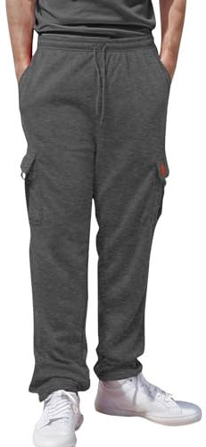 Joggingbyxor för män, tjocka fleecebyxor, joggingbyxor, ventilerande, avslappnad passform, sportbyxor med fickor, modern sportig stil