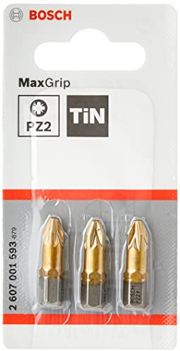 Bosch Accessories Professional Bit Max Grip für Pozidriv-Kreuzschlitzschrauben (PZ2, Länge: 25 mm, 3 Stück)
