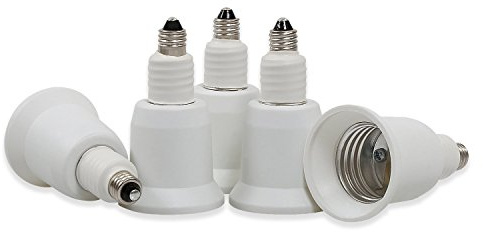 ELECTOP E11 to E26 E27 Socket Adapter Converter,Mini Candelabra E11 Base Convert to Medium E26/E27 Standard Screw Base(5 Pack)