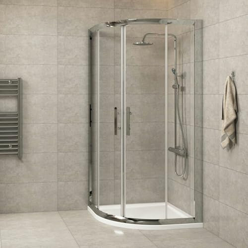 900 x 900mm Quadrant Shower Enclosure with Shower Tray Double Sliding Cubicle Door 6mm Toughened Safety Glass