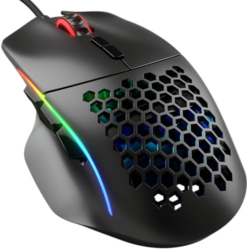 GLORIOUS Gaming Model I Mouse da gaming wired - Superleggero 69 g, 2 tasti scambiabili, RGB, piedini in PTFE, 9 tasti programmabili, supporto laterale per il pollice - Nero