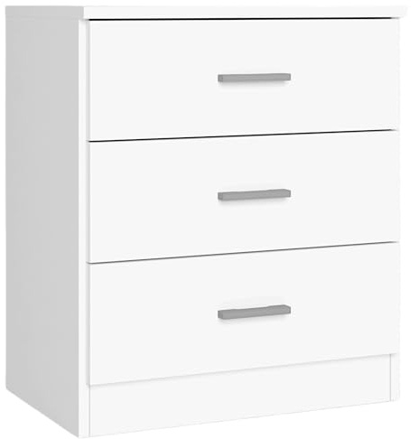 Miroytengo Mesita Noche, Mesilla de Noche, Mueble de Almacenamiento 3 Cajones Couple Dormitorio Blanco Mate 50x58x33 cm