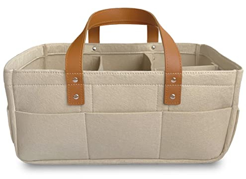 KiddyCare Organizador Pañales para Bebés - Cesta Bebé con 3 Compartimentos Intercambiables y Extraíbles - Organizador Armario Bebé - Ideal como Cesta Regalo Bebé Recién Nacido [Marrón, Mediano]