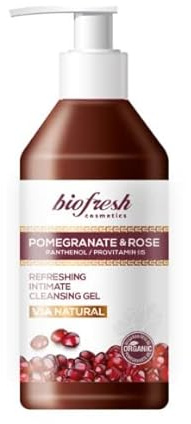 Biofresh cosmetics Via Natural uppfriskande rengöringsgel för intim hygien med granatäpple och rosa panthenololja, intim rengöringsgel,intim rengöring gel 250ml