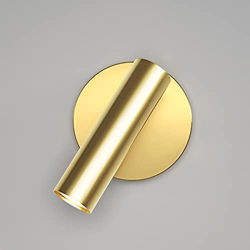 RAKUTE Aplique de pared de aluminio dorado, foco empotrado ajustable, lámpara de pared de cabecera giratoria simple de 350 °, luz de pared de lectura de protección ocular, for dormitorio, sala de estu