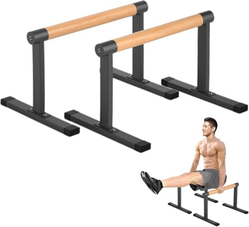 Bounabay Barres parallettes (50 x 35 x 30 cm), barres de pompes avec poignées, barres de musculation parallèles pour salle de sport à domicile pour station d'entraînement de poids corporel