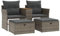 vidaXL Gartensofa 2-Sitzer, Outdoor Sofa mit eingebauter Ablage, Terrassensofa mit Hockern, Gartenmöbel Sofagarnitur Gartengarnitur, Grau Poly Rattan