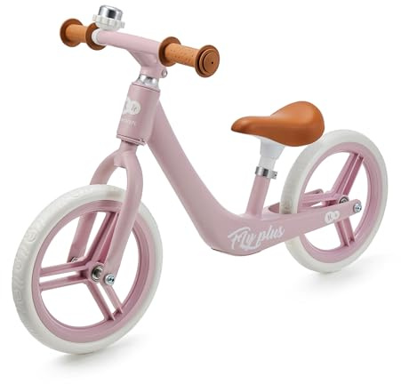 Kinderkraft Fly Plus 2 Draisienne en Métal, Vélo sans Pédales, Vélo Bébé, Siège Réglable, Poids léger, Deux Roues, Évolutif, Style Rétro, avec Cloche, de 2 Ans à 5, 35kg, Rosa