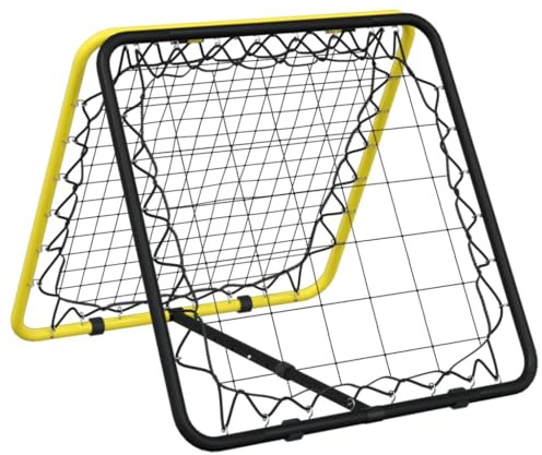 vidaXL Fußball-Rebounder Doppelseitig Verstellbar Gelb Schwarz Stahl