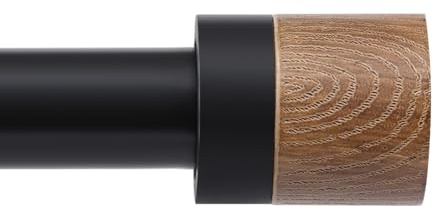 Wood Curtain Rods for Windows 48 to 84 Inches(4-7ft),1 inch Adjustable Window Curtain Rods with Imitation Wood Grain Finials,Heavy Duty Decorative Drapery Rod for Bedroom,Kitchen and patio