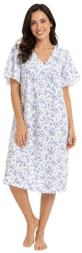 REEVE Camisón floral para mujer para incontinencia con espalda abierta, camisón de hospital para problemas de continencia, vestido de maternidad, camisón de polialgodón para mujer, talla 36-30
