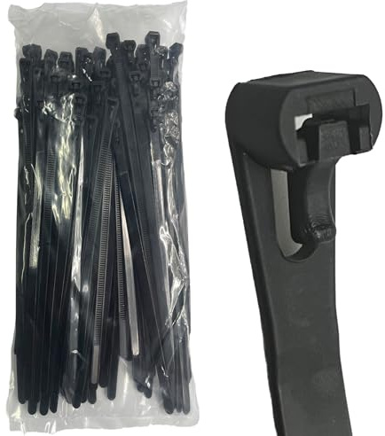 EzySup Bridas reutilizables resistentes para uso en exteriores, 450 mm x 7,6 mm, 100 piezas, color negro