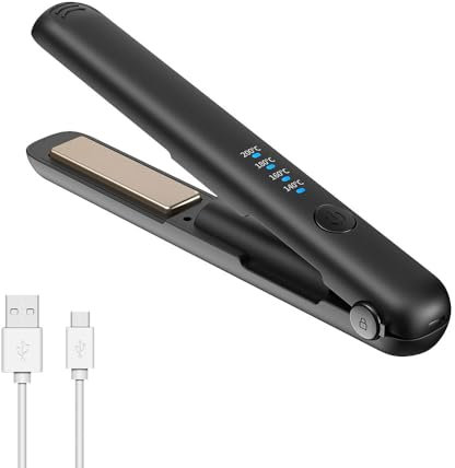 Vmxlso Mini Glätteisen Kabellos, Reise Glätteisen Mini, Kabelloses Glätteisen mit 4 Temperaturen, 3200mah Akku, Glätteisen Ohne Kabel, Usb-C Aufladung, Glätteisen Klein für Kurzes & Langes Haar