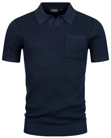 Indicode Herren INHarlo Poloshirt mit Brusttasche | Herrenpoloshirt Polokragen Baumwollshirt Navy, XXL