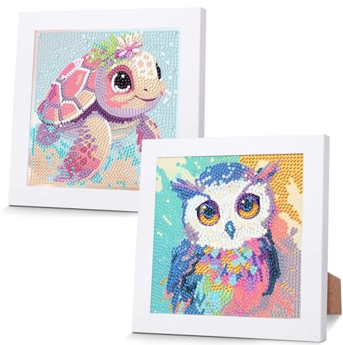 ZHAO GE Juego de pintura de diamantes para niños, 5D DIY Dibujos Animados Diamantes Pinturas de Diamantes, Juego de 2 Pinturas de Diamantes para Niños, Pintura 5D Niñas, DIY Mosaico Fabricación