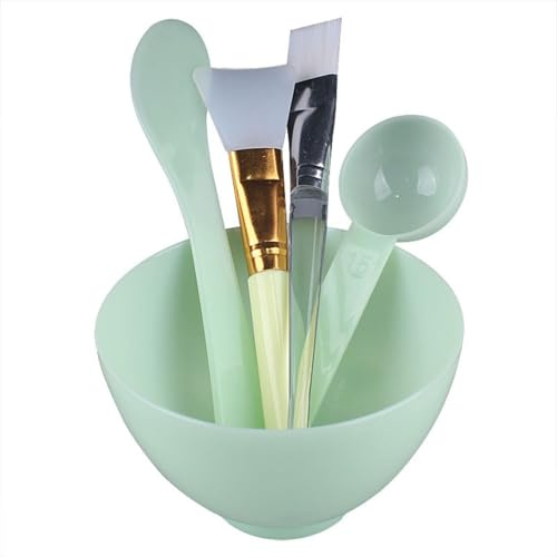 Set di 5 pennelli in silicone per maschera e miscelazione, cucchiaio dosatore fai da te, strumento di bellezza per maschera facciale, ciotola, spa, trattamento (multicolore, ciotola morbida/ciotola