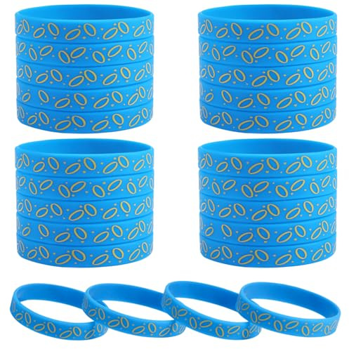 24st Blå Silikonarmband, Blå Igelkottsarmband Tecknade Figurarmband Tecknade Temafestdekorationer för Pojkar Flickor Födelsedagsfestdekorationer