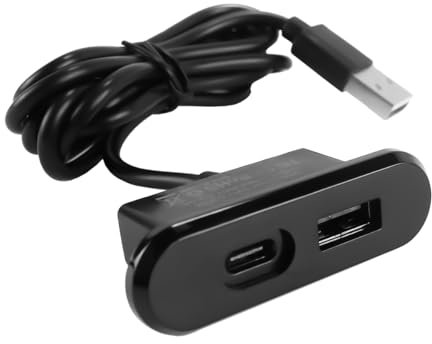 Gorise Presa di corrente USB C da scrivania con passacavo 5V/2A porta di ricarica USB/Type-C integrata, caricabatterie da tavolo per telefono, per divano, tavolo, comodino, ufficio casa 1,2m