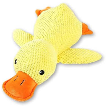 KQOZG Jouet Anti-Stress Ente pour Chien - Peluche Indestructible pour Petits et Grands Chiens, Doudou Chien avec Design Sécurisé (Jaune)