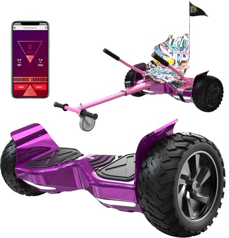 RCB Hoverboards SUV Per tutti i terreni,set hoverboards elettrico da 8,5 pollici e kart per bambini con Bluetooth, APP controllo Funzione, per tutti i terreni per adolescenti adul