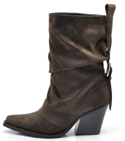 IF Stivaletti Donna con Tacco e Cinturino Punta Affusolata Gambale Drappeggiato 2701-5 testa di moro N.38