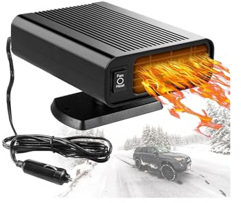 Showvigor Riscaldatore Auto, Sbrinatore Parabrezza Auto 12V, 2 in1 Veloce Riscaldamento o Ventola di Raffreddamento, Presa in Accendisigari, Stufetta per Auto per Tutte Le Auto