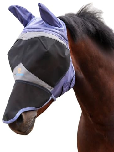 Shires Fine Mesh Fly Mask With Ears & Nose - Sky Blue