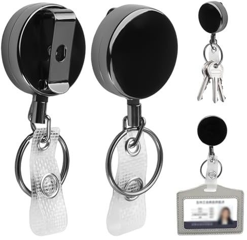 Varenzya 2 Piezas Llavero Retractil Cable Acero, Llavero Extensible Retractil con Cuerda de Acero Extensible de 70 cm, Llaveros Retráctil con Clip, para Cinturón, Escuela, Oficina, Viaje