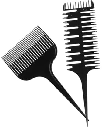CTIRCHIU Set 2pezzi Pettini per Chioma Professionali Nero in Plastico Design Doppia Faccia per Evidenziare Perfettamente e Taglio a Casa