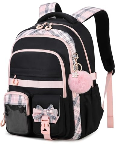 Amythe Mochila Escolares Niña, Mochila Colegio Ergonómica, 8 a 14 años | Ligera Mochila Niña Escolar Grande para Viajar, 22 Litros, Negra Rosa