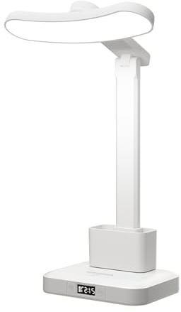 Litinliv Dimbar LED-skrivbord trådlös, 3 färgtemperaturer steglöst dimning, LED-klocka, beröringskontroll, ögonskydd flimmerfri, för barn kontor sovrum (en lampfattning)