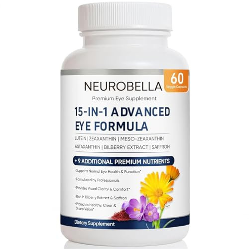Neurobella Eye Formula, 15 in 1 Daily Eye Wellness Supplement with Lutein Zeaxanthin Bilberry & Vitamins, Clean Capsule Formula for Adult Wellness Routine (1)