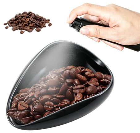 Taza Dosificadora Café con Botella Pulverizadora RDT, Vaso Cerámico 20-30g para Granos, Bandeja Pesaje Antiestática, Accesorios Barista Espresso Té Cocina y Molienda para Molinillo Cafetera, Negro