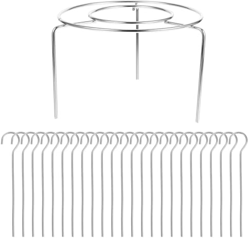 Hoement Support pour Brochette de Barbecue en Acier Inoxydable Argent avec Grille Ronde pour Cuisson Équilibrée de Fruits et Fruits de Mer en Cuisine