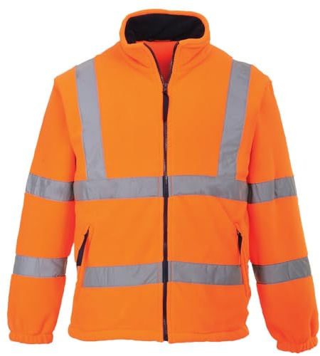Portwest F300 Polaire Doublée Filet Haute Visibilité Tenue de Travail Zippé | Orange, 4XL, EN ISO 20471 Classe 3, Poche Poitrine Intérieure, Bande Réfléchissante, Poignets Élastiqués, Zip Double Curseur