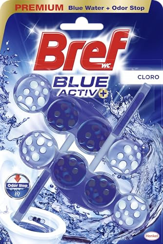 Bref Blue Activ Cloro Cesta WC (2 unidades), limpia baño para un WC siempre limpio y fresco, limpiador de baños con fórmula antical que elimina la suciedad