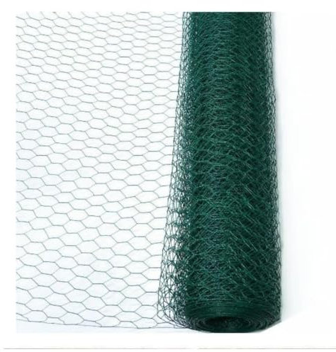 Garden Mile 10m x 0.9m Green PVC Chicken Wire Mesh Roll - 25-30mm Hex Fence Netting - Galvanised Garden Wire Fencing Kit with Cable Ties & U Pins - Poultry, Plant & Animal Barrier
