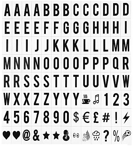 SNAGAROG 104 Stück DIY Dekorativ Buchstabe Karte Buchstaben Set schwarze Plättchen Buchstaben Zahlen Symbole Ergänzungsset für Leuchtkasten Erweiterung A3 A4 A5 Cinema Light Box (Schwarz)