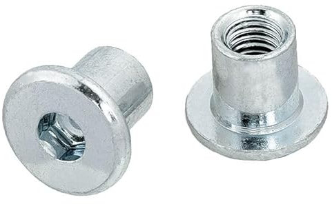 HEXATON Tuercas Cilíndricas con Cabeza Plana y Hueco Hexagonal Interno - M6 x 15 x 18 mm - 100 Piezas - Acero Galvanizado Blanco