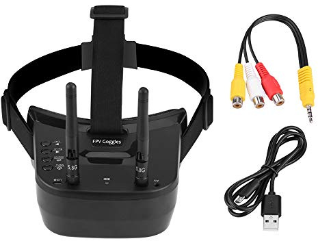 5.8Ghz FPV-glasögon, 3-tums 480 * 320 Display 5.8G 40 kanaler Mini FPV-glasögon Inbyggt 3,7V 1200mAh batteri