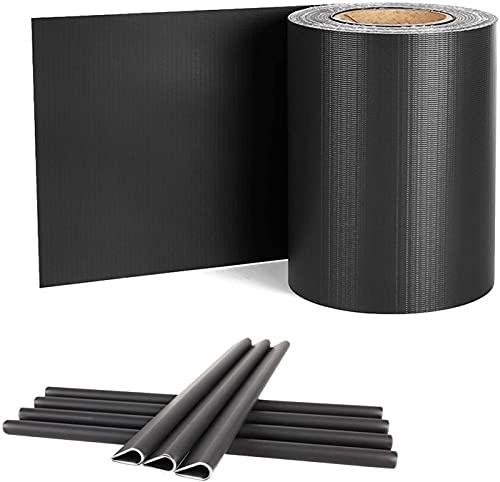 UISEBRT PVC insynsskyddsremsor för dubbla pinnar, 65 m x 19 cm staket, ogenomskinlig staketfilm inkl. 30 fästklämmor, insynsskyddsfolie balkongskydd staket för trädgårdsstaket och balkongen, antracit