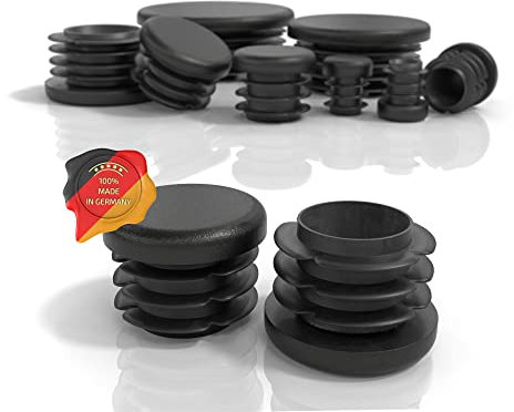 PD® Lamellenstopfen Rund 35mm für Rundrohr - Runde Endkappen aus PE Kunststoff - Rohrstopfen 35mm zur Rohrabdeckung von Stahlrohr, Edelstahlrohr, Alurohr & Aluprofil - Rundstopfen Schwarz - 4 Stück