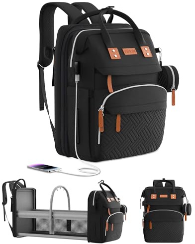 ISMGN Diaper Bag Backpack with Changing Station, Large Diaper Bag, Baby Bag, Multifunctional Diaper Bag, Black