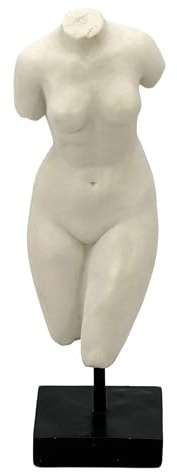 Galt International 13.5 Poly Marble Body Statue w/Black Pedestal Stand for Home Decor - Greek God Sculpture Mythology Stone-Like Marble-Feel Accent (Woman)