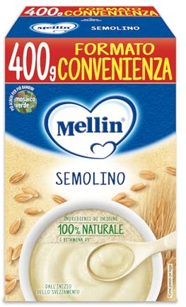 Mellin - Semolino - Alimento con Vitamina B1, per Bambini dal 4° Mese Compiuto - 1 Confezione da 400 gr