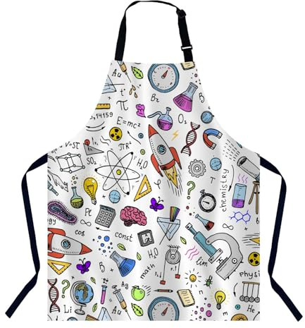 BGBDEIA Education and Science Apron for Women Men, Adjustable Apron Cooking Kitchen Chef Apron for Home Kitchen, Baking Gardening BBQ, Coffee House, Restaurant