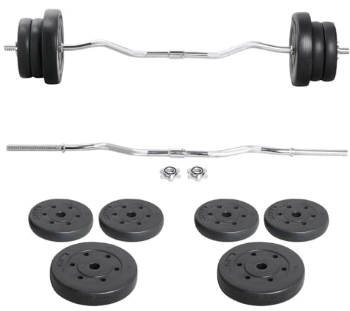 Soberine Set Sollevamento Pesi 25 kg in Ferro Bilanciere con Piastre 2,5 kg/5kg per Bodybulding/Manubri/Bracciate/Squat Barra Curl