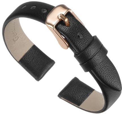 QUARKZMAN Bracelet Montre en mm de Largeur Bracelet de Montre Plat, Fin et Élégant en Véritable avec Boucle pour Homme et Femme