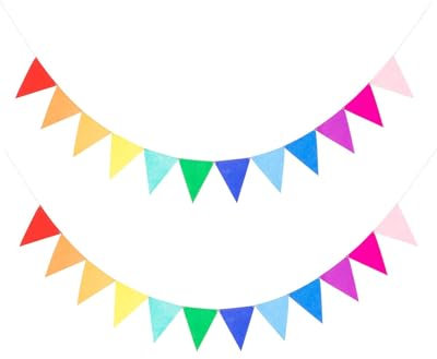 KGDUYC 2 Piezas Banderín - Cadena de Banderín para Exteriores 2,5 m, decoración Colgante Colorida Tela para cumpleaños, Guirnalda Fiesta para Fiesta de cumpleaños, Dormitorio,decoración de Aula